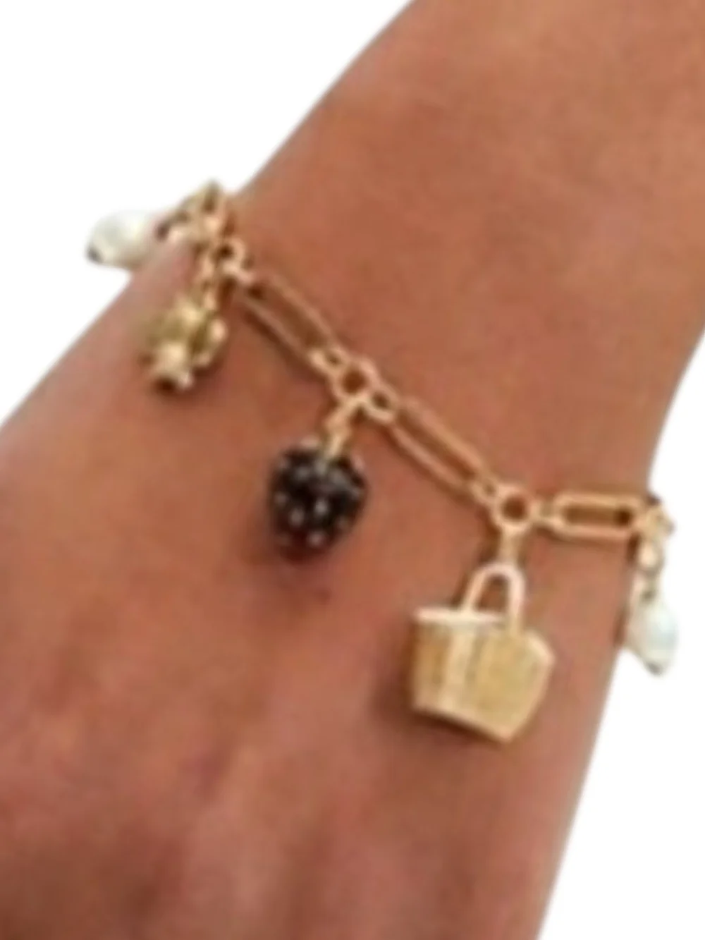 Kate Spade Picnic Gold-Tone Strawberry, Pearl & Flower Charm Bracelet ($148!) - Picture 2 of 4